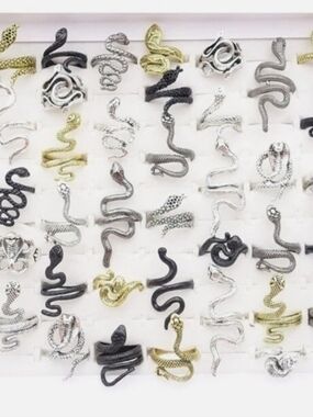 Snake Coil Statement Ring in Gold, Silver, and Black